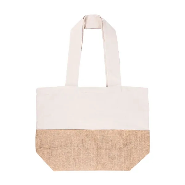 Cotton Canvas Tote Bag with Jute Gusset - Cotton Canvas Tote Bag with Jute Gusset - Image 5 of 6