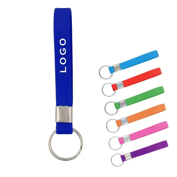 Screen Printed Silicone Wristband Keychain - Screen Printed Silicone Wristband Keychain - Image 0 of 4