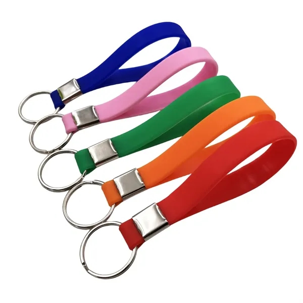 Screen Printed Silicone Wristband Keychain - Screen Printed Silicone Wristband Keychain - Image 1 of 4