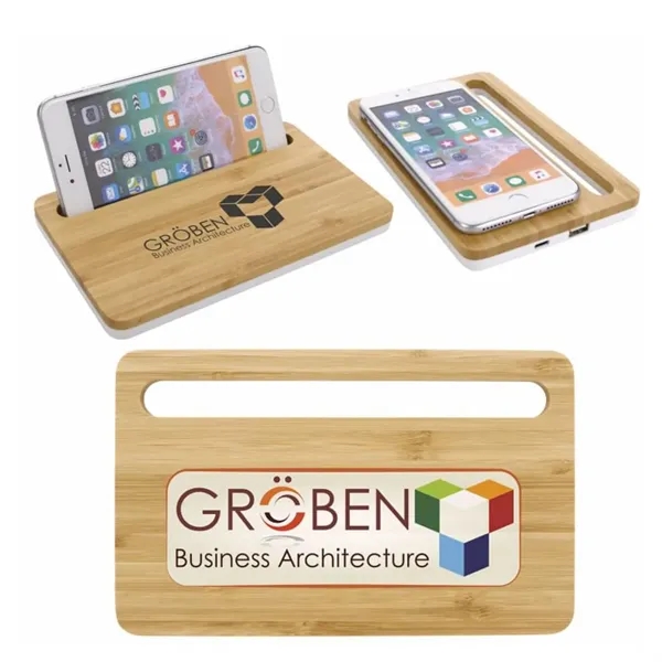 15W Bamboo Wireless Charging Pad with Phone Stand - 15W Bamboo Wireless Charging Pad with Phone Stand - Image 3 of 3