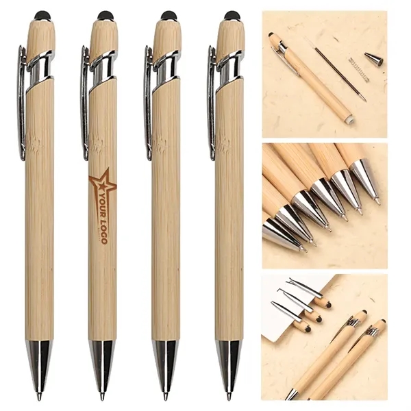 2 In 1 Bamboo Ballpoint Stylus Contact Pen Office Writing - 2 In 1 Bamboo Ballpoint Stylus Contact Pen Office Writing - Image 0 of 5