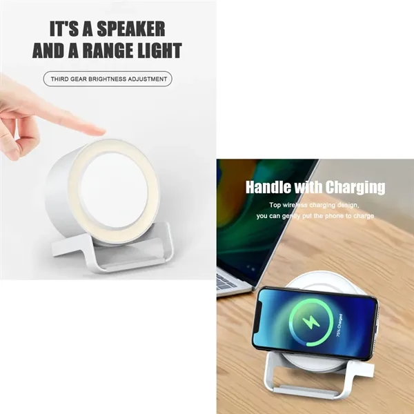 4 in 1 Modern Office Wireless Charger Lamp with Speaker - 4 in 1 Modern Office Wireless Charger Lamp with Speaker - Image 1 of 8