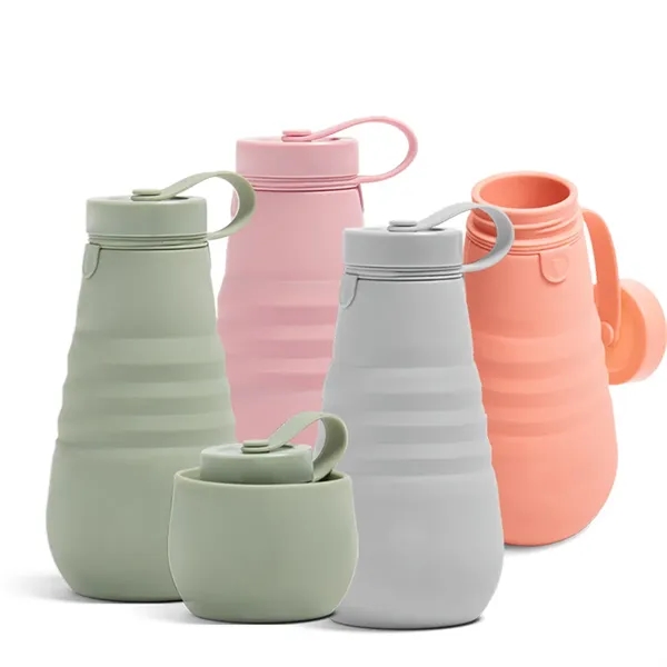 20 oz. Travel Collapsible  Reusable Silicone Water Bottles - 20 oz. Travel Collapsible  Reusable Silicone Water Bottles - Image 6 of 6