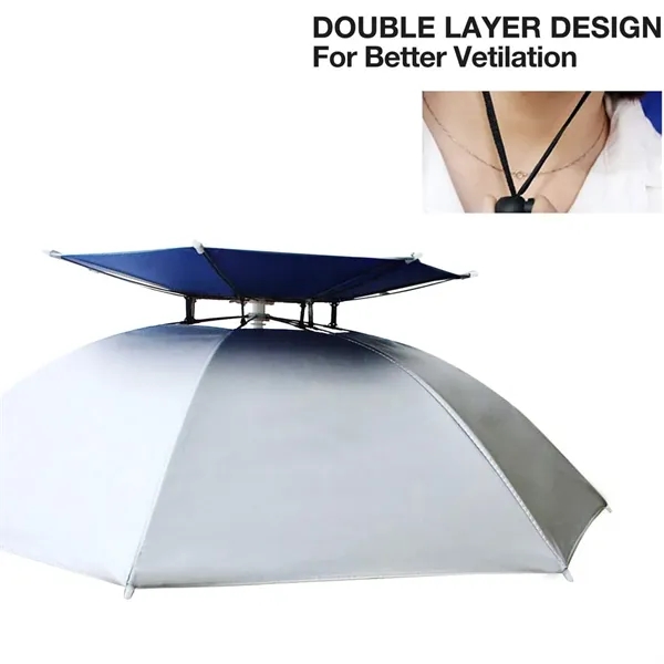 Golf Double Layer Hands Free UV Protection Head Umbrella Hat - Golf Double Layer Hands Free UV Protection Head Umbrella Hat - Image 2 of 4