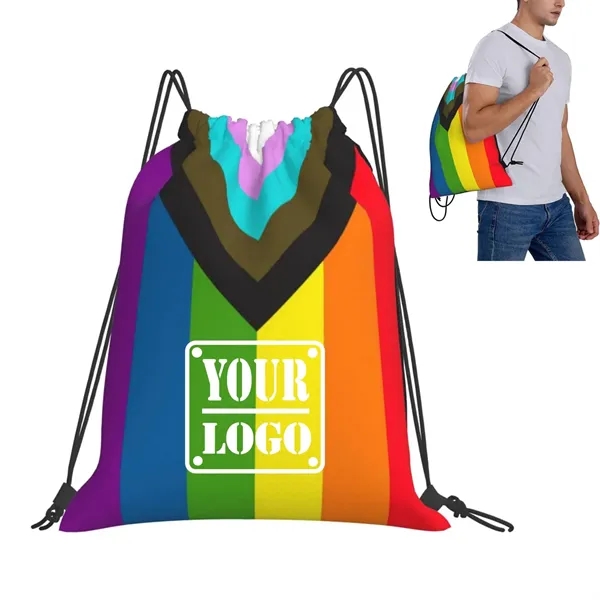 Rainbow LGBTQ Drawstring Backpack - Rainbow LGBTQ Drawstring Backpack - Image 0 of 0