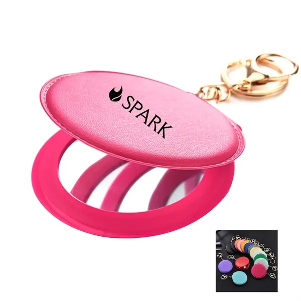 Portable Leather Folding Compact Mirror with Keychain - Portable Leather Folding Compact Mirror with Keychain - Image 0 of 14