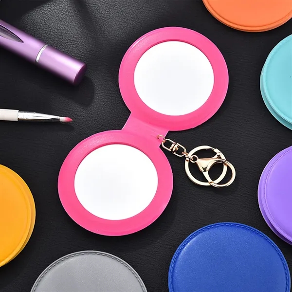 Portable Leather Folding Compact Mirror with Keychain - Portable Leather Folding Compact Mirror with Keychain - Image 2 of 14