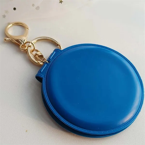 Portable Leather Folding Compact Mirror with Keychain - Portable Leather Folding Compact Mirror with Keychain - Image 5 of 14