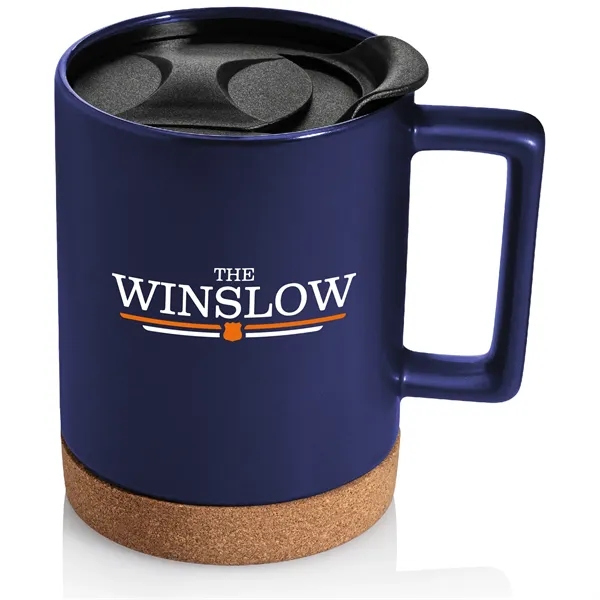 14 oz. Cork Base Ceramic Dishwasher-Safe Mug w/ Lid & Handle - 14 oz. Cork Base Ceramic Dishwasher-Safe Mug w/ Lid & Handle - Image 3 of 10