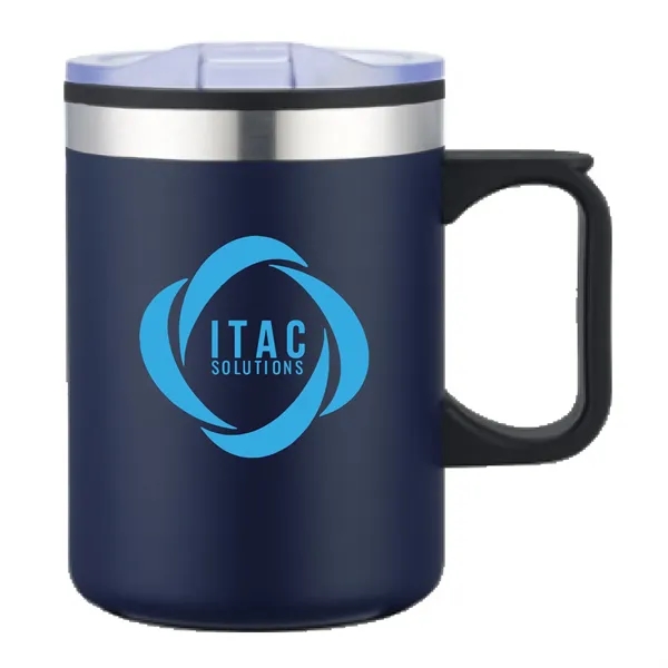 14 oz Stainless Coffee Cup Mug w/ Lid Handle - 14 oz Stainless Coffee Cup Mug w/ Lid Handle - Image 2 of 9