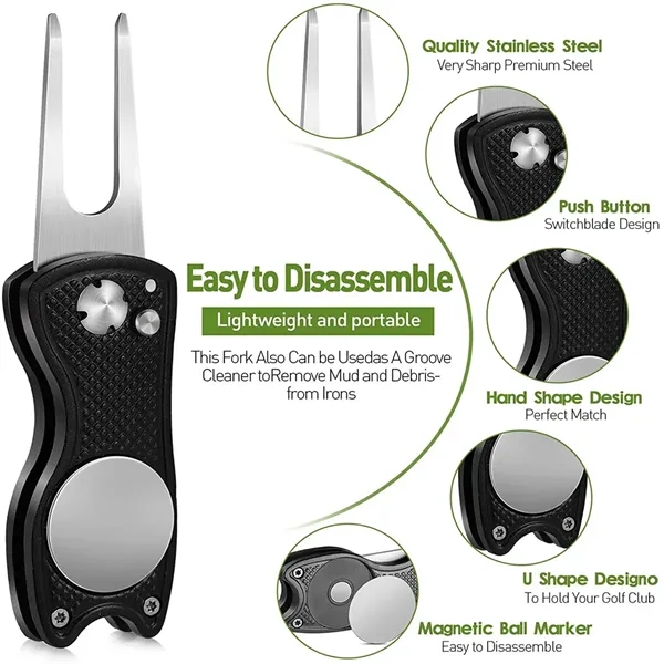 Stainless Steel Foldable Golf Divot Tool - Stainless Steel Foldable Golf Divot Tool - Image 1 of 6
