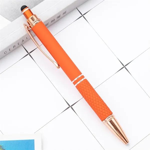 Quilted Grip Softy Metallic Stylus Rose Gold Pen - Quilted Grip Softy Metallic Stylus Rose Gold Pen - Image 5 of 11