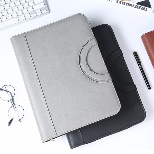 Multifunctional A4 PU Leather Portfolio Organizer With Zippe - Multifunctional A4 PU Leather Portfolio Organizer With Zippe - Image 1 of 5
