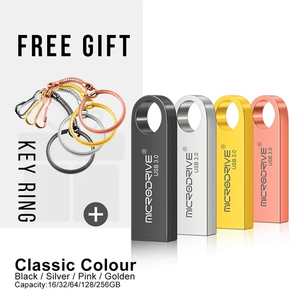 High-Speed USB 3.0 Metal Flash Drive with Keychain - High-Speed USB 3.0 Metal Flash Drive with Keychain - Image 1 of 9