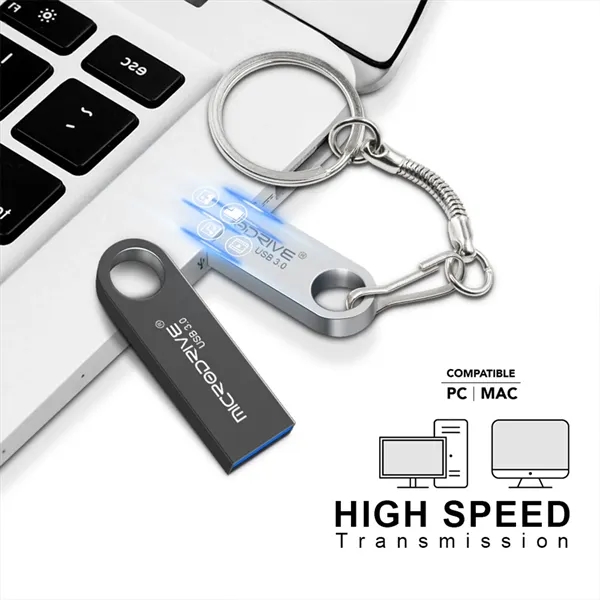 High-Speed USB 3.0 Metal Flash Drive with Keychain - High-Speed USB 3.0 Metal Flash Drive with Keychain - Image 4 of 9