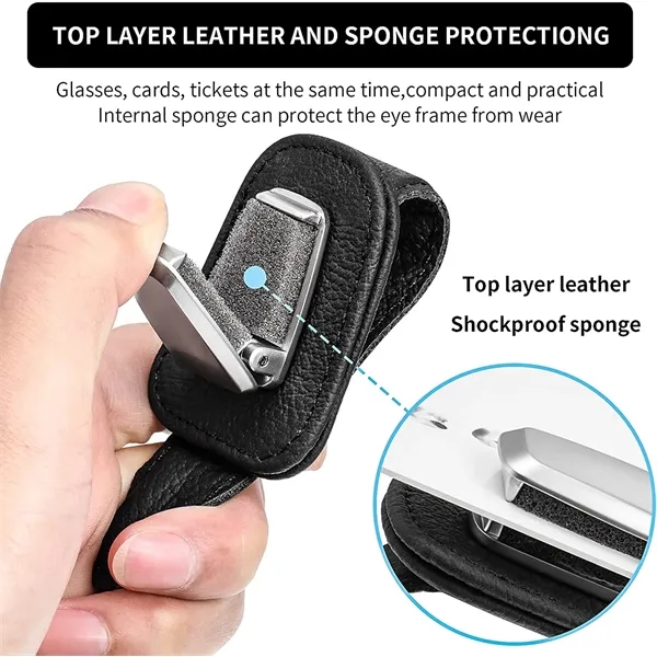 Car Visor Sunglasses Holder Clip Leather Eyeglasses Hanger - Car Visor Sunglasses Holder Clip Leather Eyeglasses Hanger - Image 9 of 12