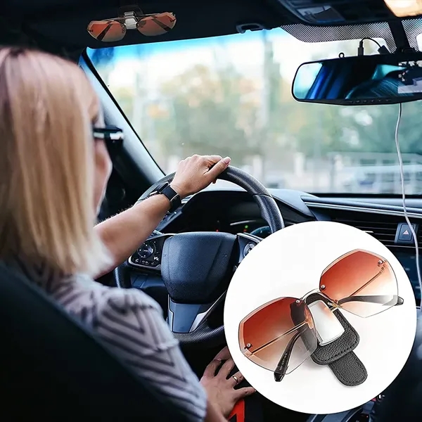 Car Visor Sunglasses Holder Clip Leather Eyeglasses Hanger - Car Visor Sunglasses Holder Clip Leather Eyeglasses Hanger - Image 11 of 12