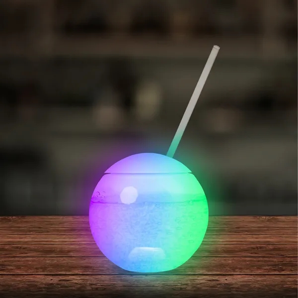 20oz Multicolor LED Ball Tumbler with Straw - 20oz Multicolor LED Ball Tumbler with Straw - Image 3 of 11