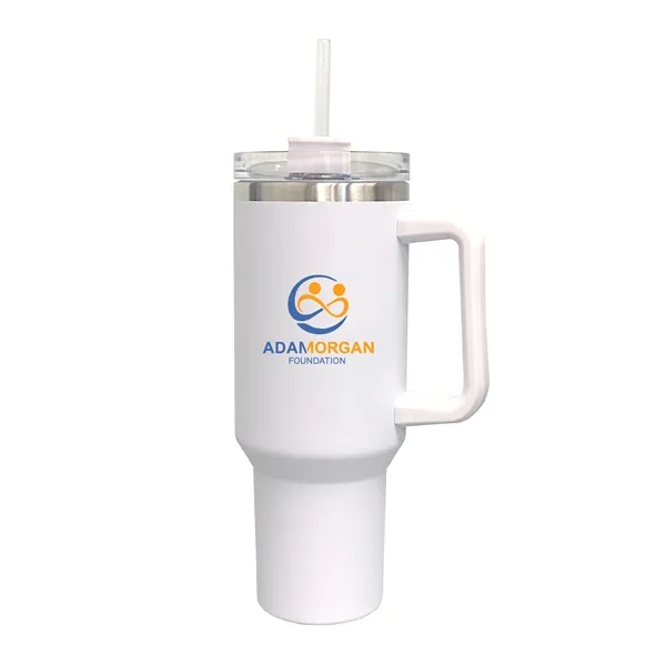 40 oz. Stainless Vacuum Insulated Mug w/ Handle, Lid & Straw - 40 oz. Stainless Vacuum Insulated Mug w/ Handle, Lid & Straw - Image 4 of 7