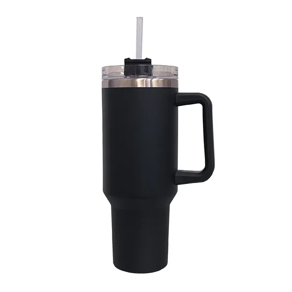 40 oz. Stainless Vacuum Insulated Mug w/ Handle, Lid & Straw - 40 oz. Stainless Vacuum Insulated Mug w/ Handle, Lid & Straw - Image 6 of 7