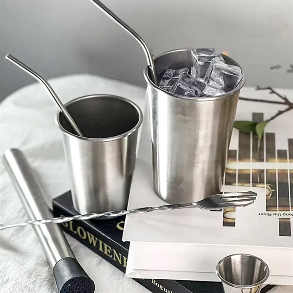 17oz. Metal Mug Pint Cups Stackable Cup With Lid And Straw - 17oz. Metal Mug Pint Cups Stackable Cup With Lid And Straw - Image 3 of 4