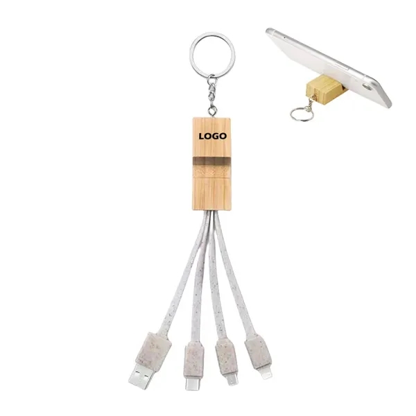 Eco-Friendly 3 in 1 USB Charging Cables with Phone Stand - Eco-Friendly 3 in 1 USB Charging Cables with Phone Stand - Image 0 of 2