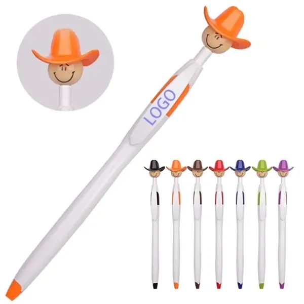 Cowboy Hat Smiley Ballpoint Pens - Cowboy Hat Smiley Ballpoint Pens - Image 1 of 3