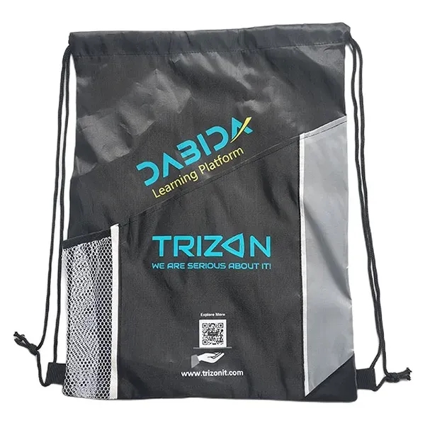 Cinch Bag with Mesh Pocket -13.78" x 17.7" - Cinch Bag with Mesh Pocket -13.78" x 17.7" - Image 1 of 5