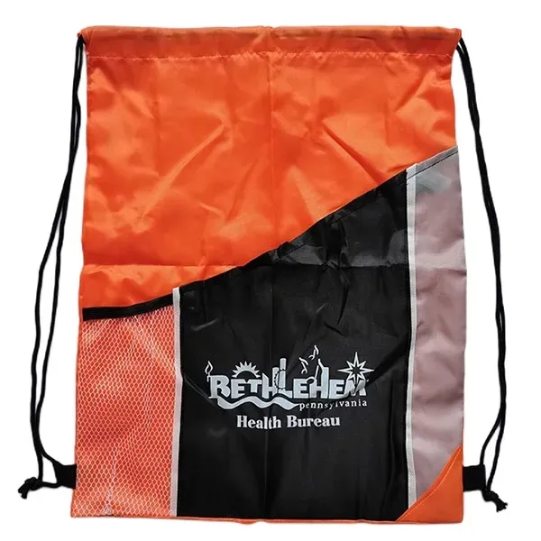 Cinch Bag with Mesh Pocket -13.78" x 17.7" - Cinch Bag with Mesh Pocket -13.78" x 17.7" - Image 2 of 5