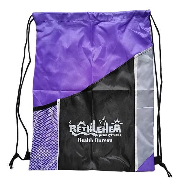 Cinch Bag with Mesh Pocket -13.78" x 17.7" - Cinch Bag with Mesh Pocket -13.78" x 17.7" - Image 4 of 5