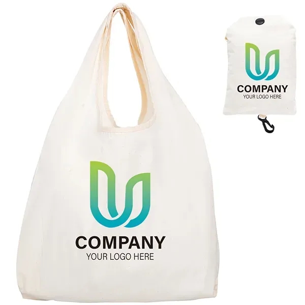 5oz Cotton Canvas folding tote with pouch - 5oz Cotton Canvas folding tote with pouch - Image 0 of 2
