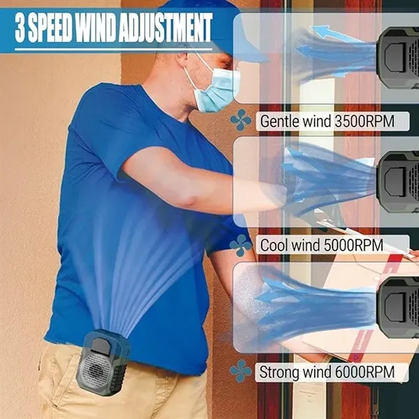 Portable Waist Clip Necklace Fan 6000mAh for Outdoors - Portable Waist Clip Necklace Fan 6000mAh for Outdoors - Image 3 of 8