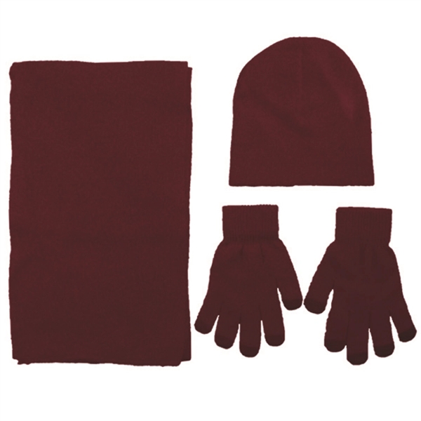 Acrylic Knit Beanie/Scarf/Gloves Set - Acrylic Knit Beanie/Scarf/Gloves Set - Image 1 of 7