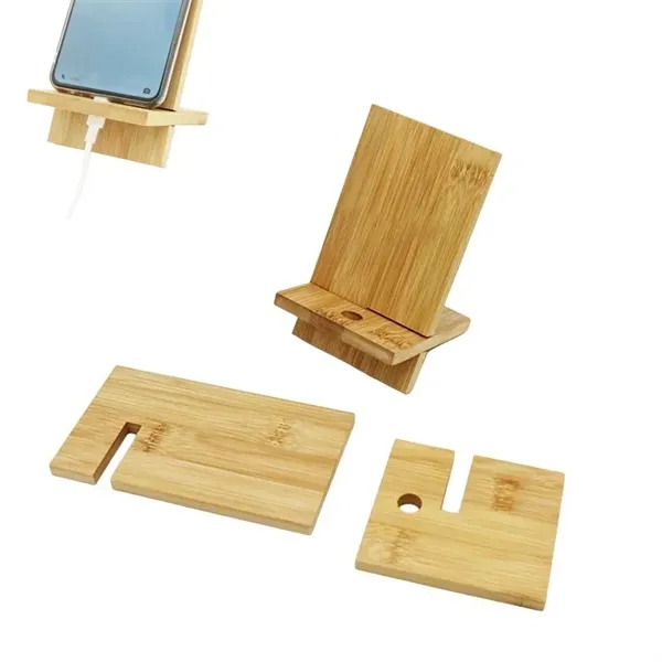 Bamboo Phone Stand with Chargeable Hole - Bamboo Phone Stand with Chargeable Hole - Image 0 of 3