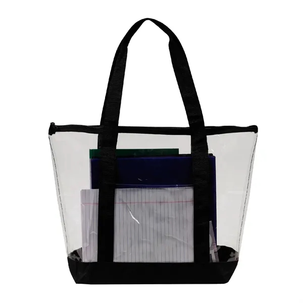 Clear PVC Reusable Zipper Tote w/ Handles & Pocket for Beach - Clear PVC Reusable Zipper Tote w/ Handles & Pocket for Beach - Image 6 of 6