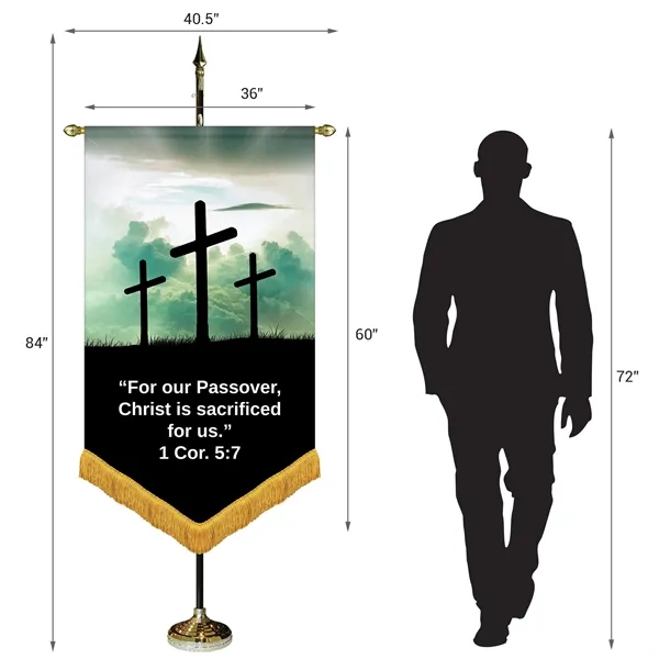 36" x 60" Premium Gonfalon 7' Kit / V-Cut / Fringe - 36" x 60" Premium Gonfalon 7' Kit / V-Cut / Fringe - Image 3 of 5