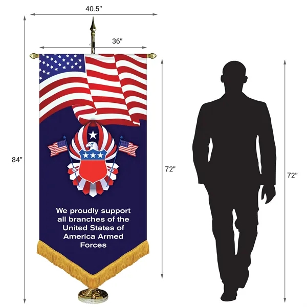 36" x 72" Premium Gonfalon 7' Kit / V-Cut / Fringe - 36" x 72" Premium Gonfalon 7' Kit / V-Cut / Fringe - Image 3 of 5