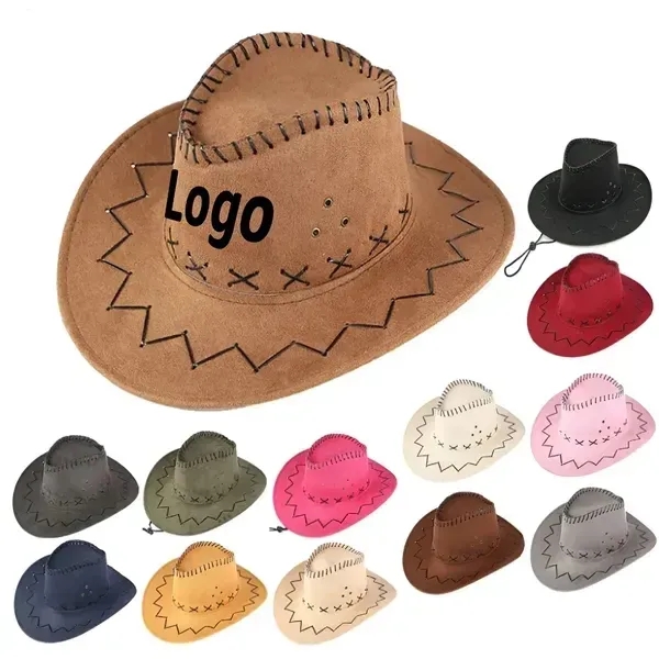 Western Ethnic Style Suede Cowboy Hat - Western Ethnic Style Suede Cowboy Hat - Image 0 of 5