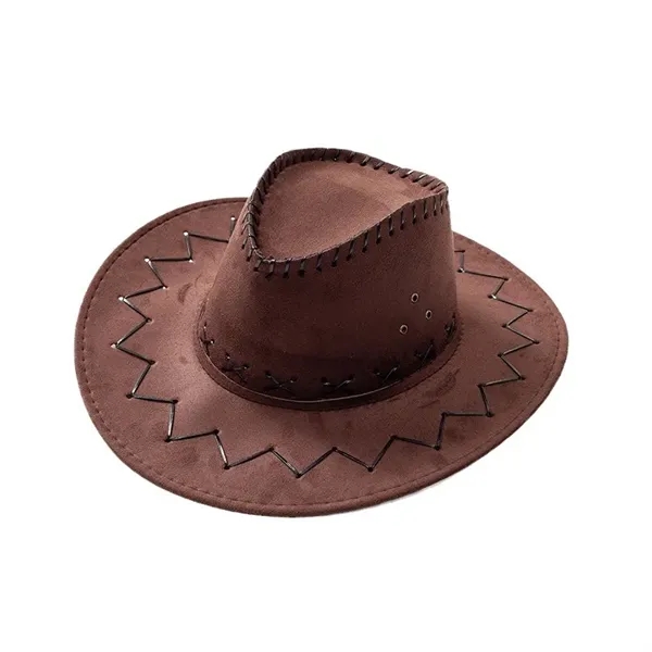 Western Ethnic Style Suede Cowboy Hat - Western Ethnic Style Suede Cowboy Hat - Image 3 of 5