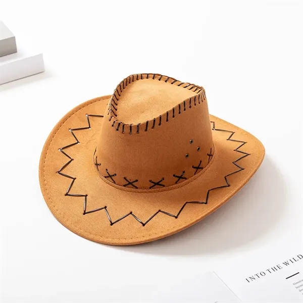 Western Ethnic Style Suede Cowboy Hat - Western Ethnic Style Suede Cowboy Hat - Image 5 of 5