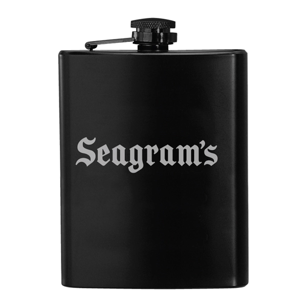 Custom 8 oz. Black Stainless Steel Hip Flask