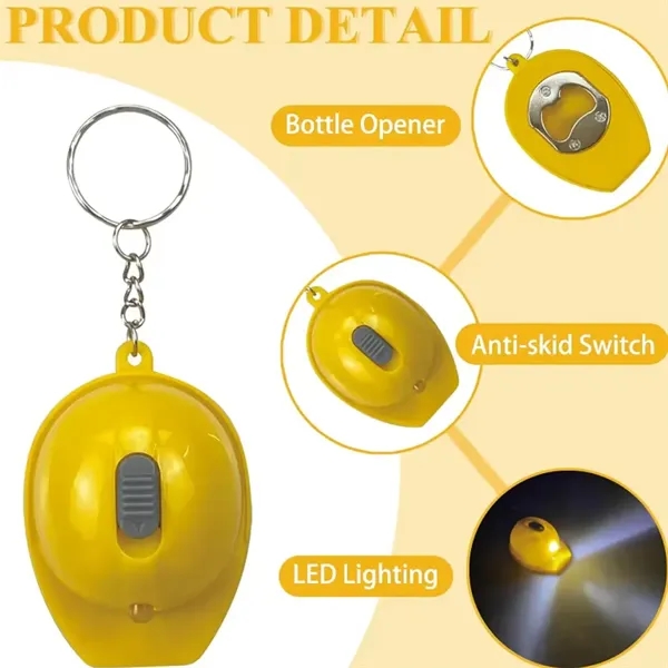 Hard Hat Bottle Opener Keyring with LED Light - Hard Hat Bottle Opener Keyring with LED Light - Image 1 of 2