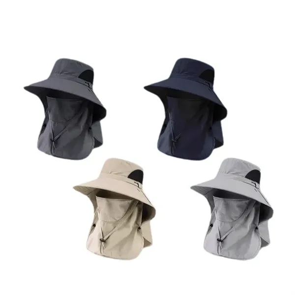Outdoor Mesh Sun Hat Wide Brim Cap With Neck Flap - Outdoor Mesh Sun Hat Wide Brim Cap With Neck Flap - Image 0 of 3