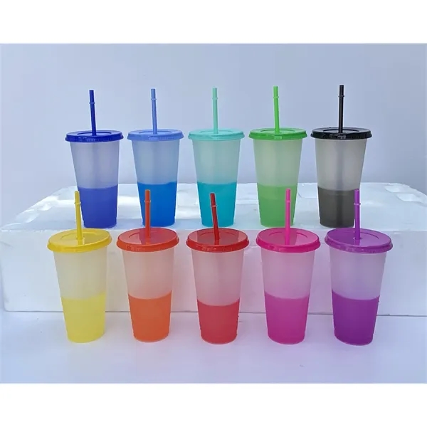 16oz Color Changing Cup with Straw and Lid - 16oz Color Changing Cup with Straw and Lid - Image 2 of 12