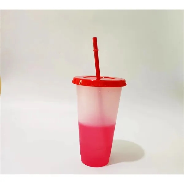 16oz Color Changing Cup with Straw and Lid - 16oz Color Changing Cup with Straw and Lid - Image 4 of 12