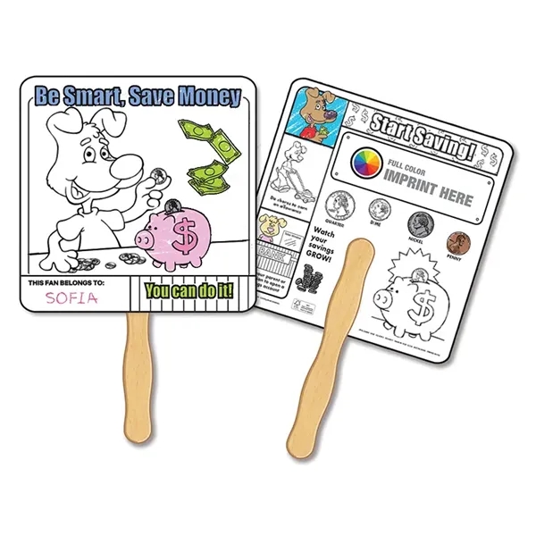 Saving Money Coloring Hand Fans - Saving Money Coloring Hand Fans - Image 0 of 4