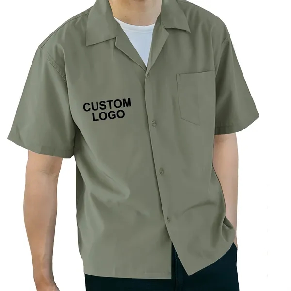 Cuban Collar Men'S Short Sleeve Woven Shirt - Cuban Collar Men'S Short Sleeve Woven Shirt - Image 0 of 6