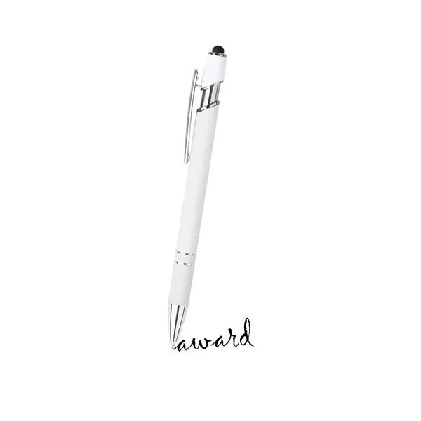 White Soft Touch Stylus Laser Engraved Metal Pen - White Soft Touch Stylus Laser Engraved Metal Pen - Image 1 of 9