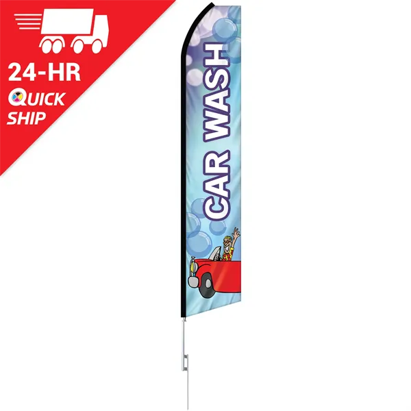 24 - Hour 12' Digitally Printed Custom Swooper Banner w/Pole - 24 - Hour 12' Digitally Printed Custom Swooper Banner w/Pole - Image 0 of 9