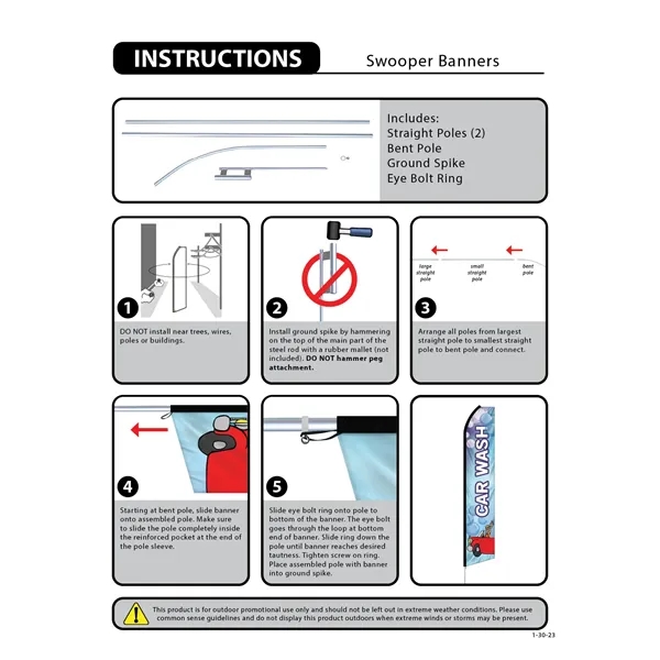 24 - Hour 12' Digitally Printed Custom Swooper Banner w/Pole - 24 - Hour 12' Digitally Printed Custom Swooper Banner w/Pole - Image 9 of 9